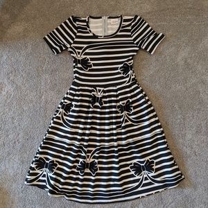 LuLaRoe Black and White Striped Midi Dress